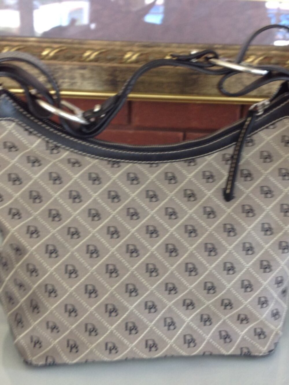 Vintage Dooney & Bourke Signature Fabric Monogram Shoulder Bag
